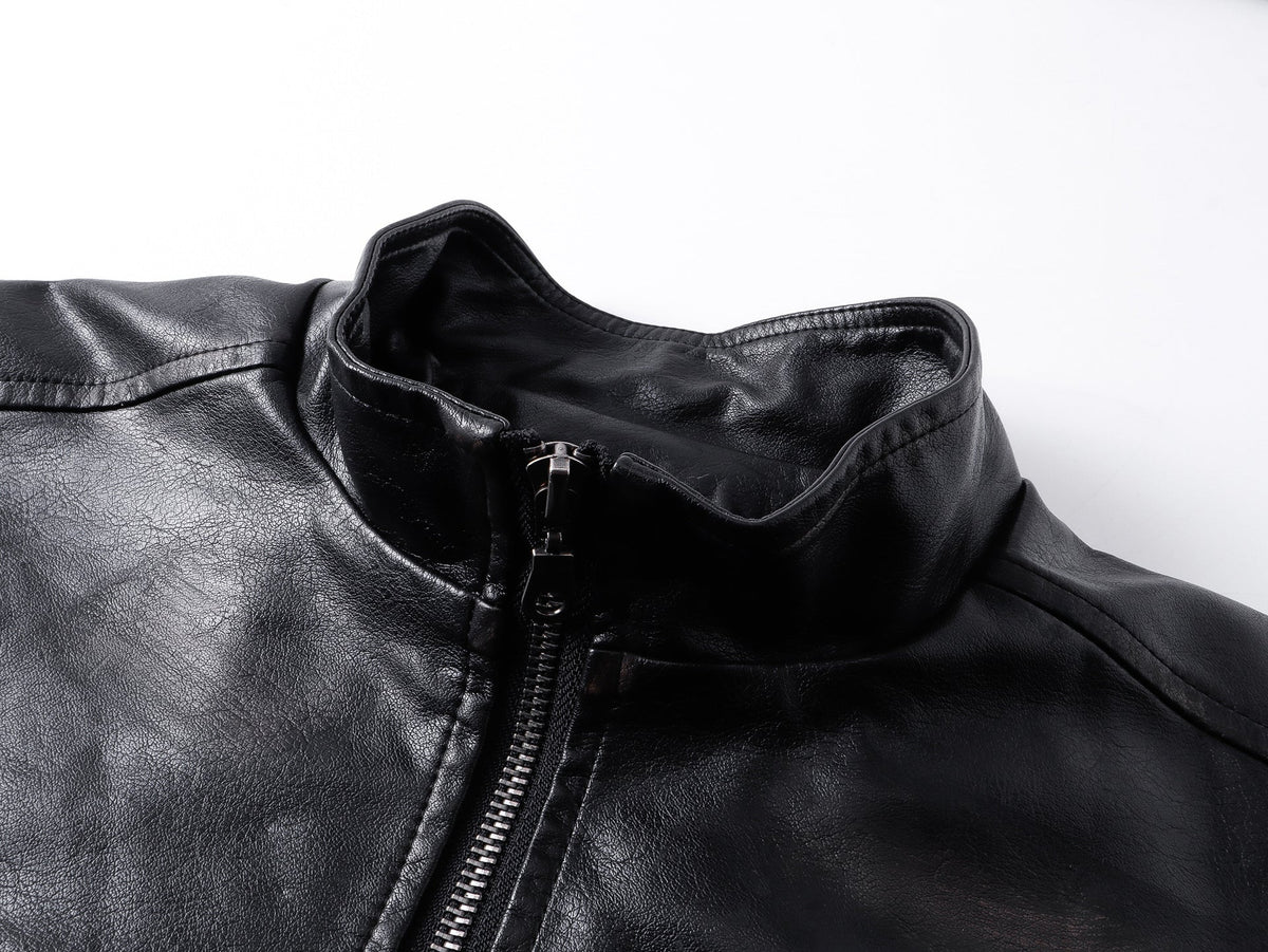 DAXUEN black leather-look jacket with zippered details