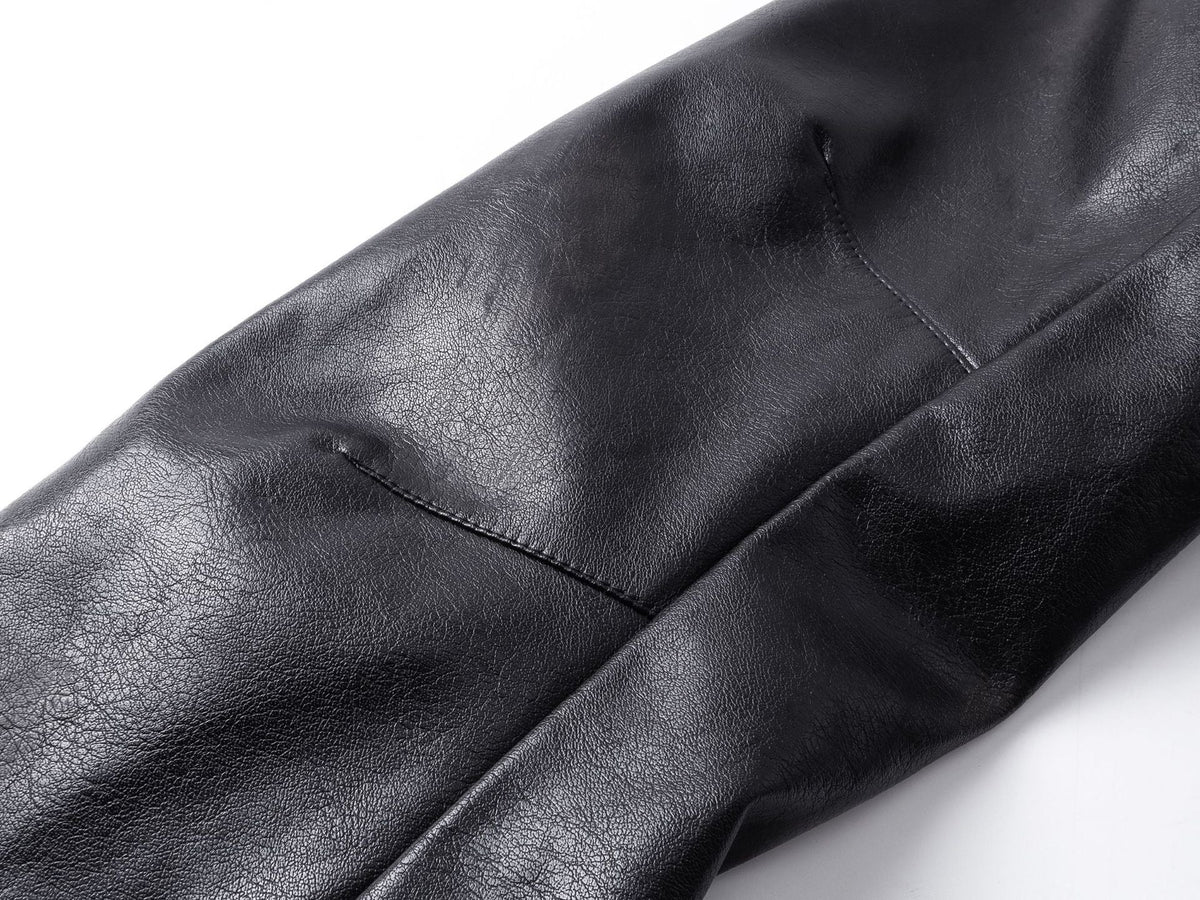 DAXUEN black leather-look jacket with zippered details