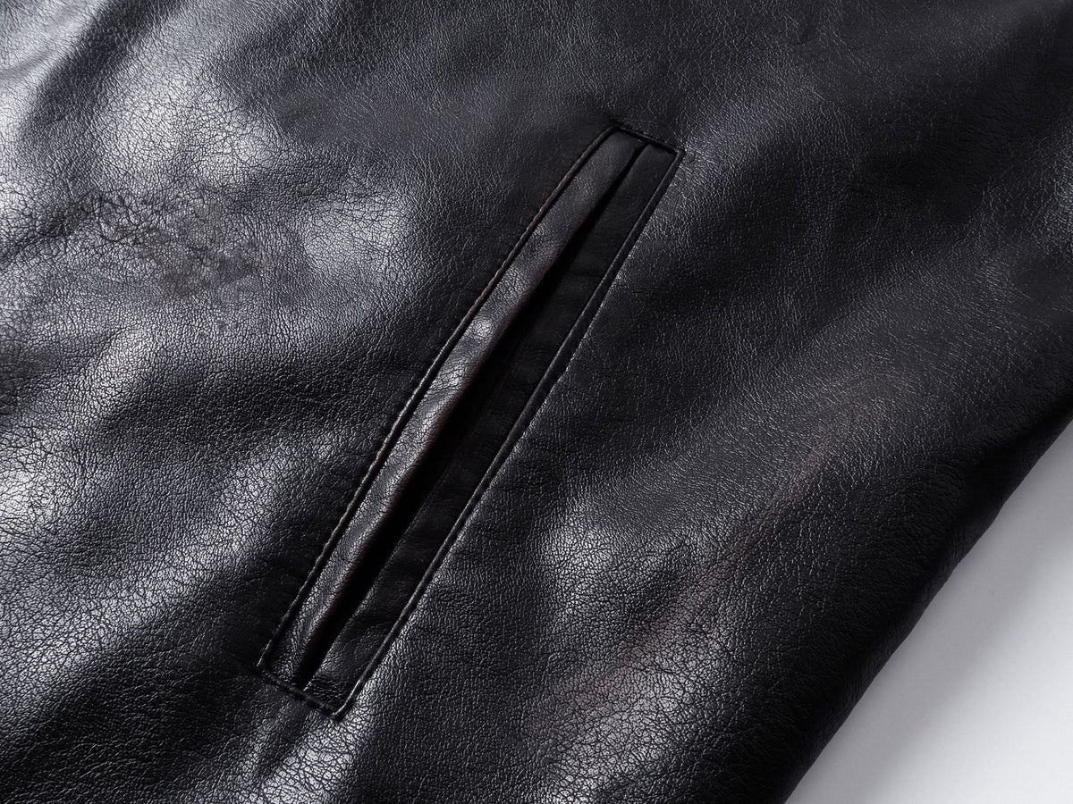 DAXUEN black leather-look jacket with zippered details