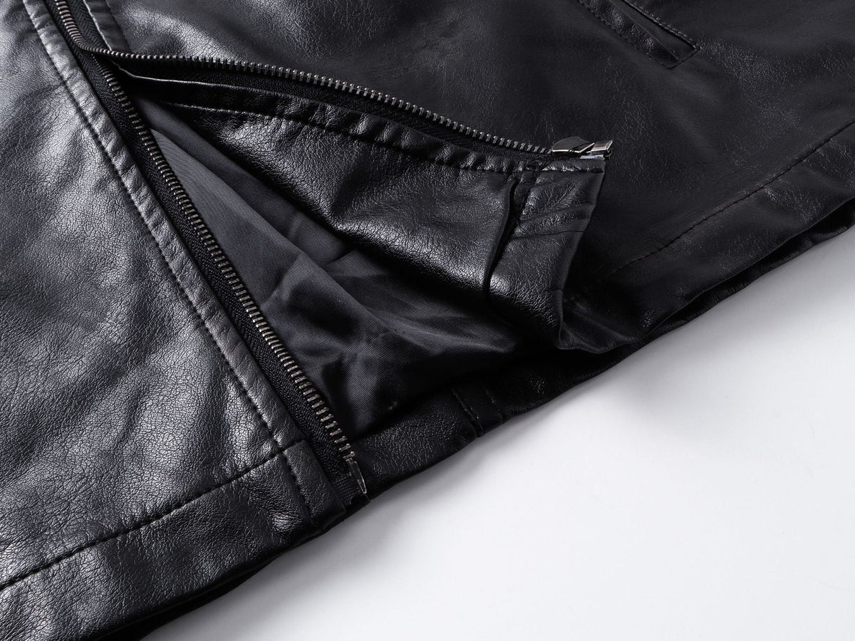 DAXUEN black leather-look jacket with zippered details