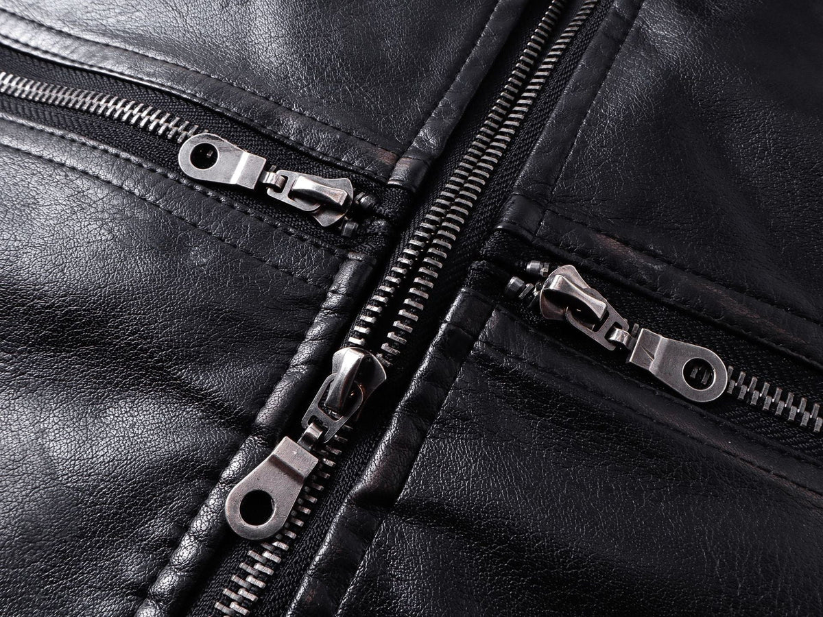 DAXUEN black leather-look jacket with zippered details