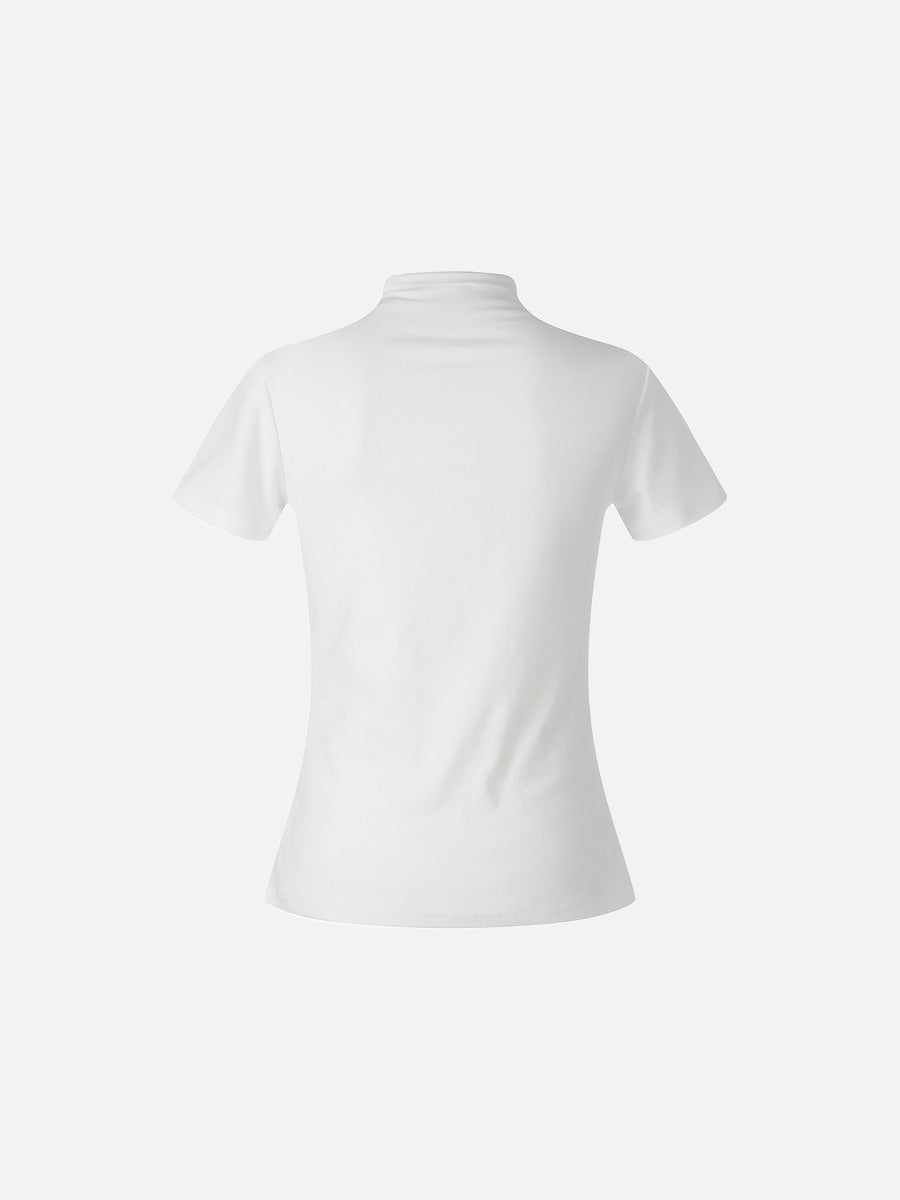 Sleek Mock Neck Buttoned Top