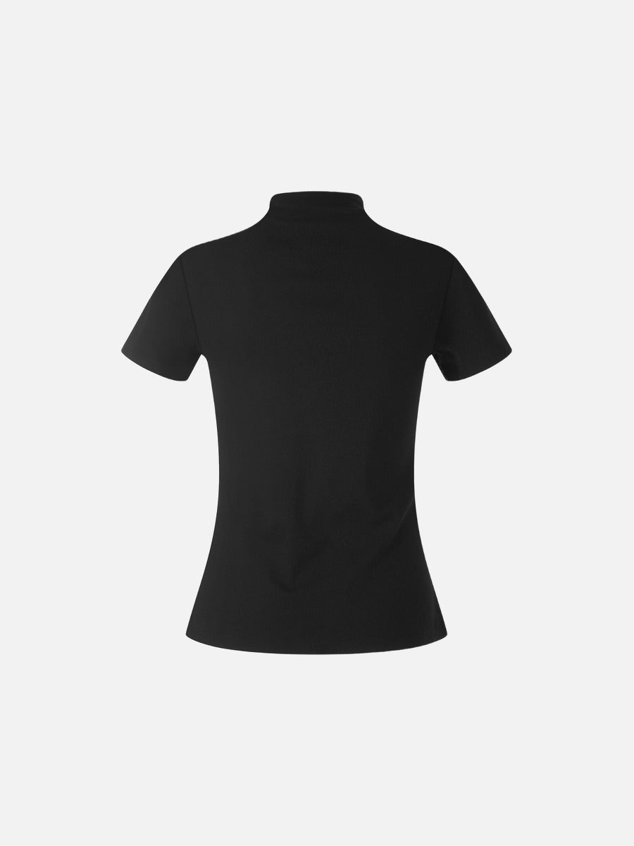 Sleek Mock Neck Buttoned Top