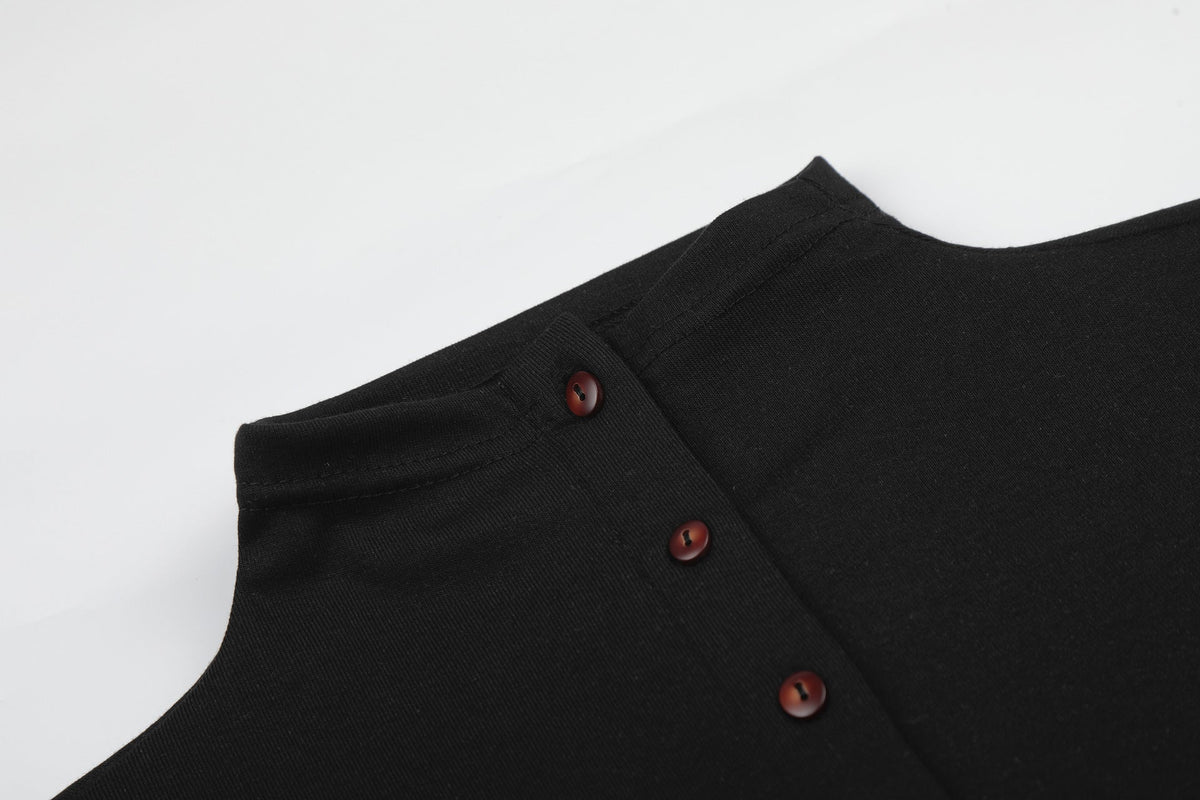 Sleek Mock Neck Buttoned Top