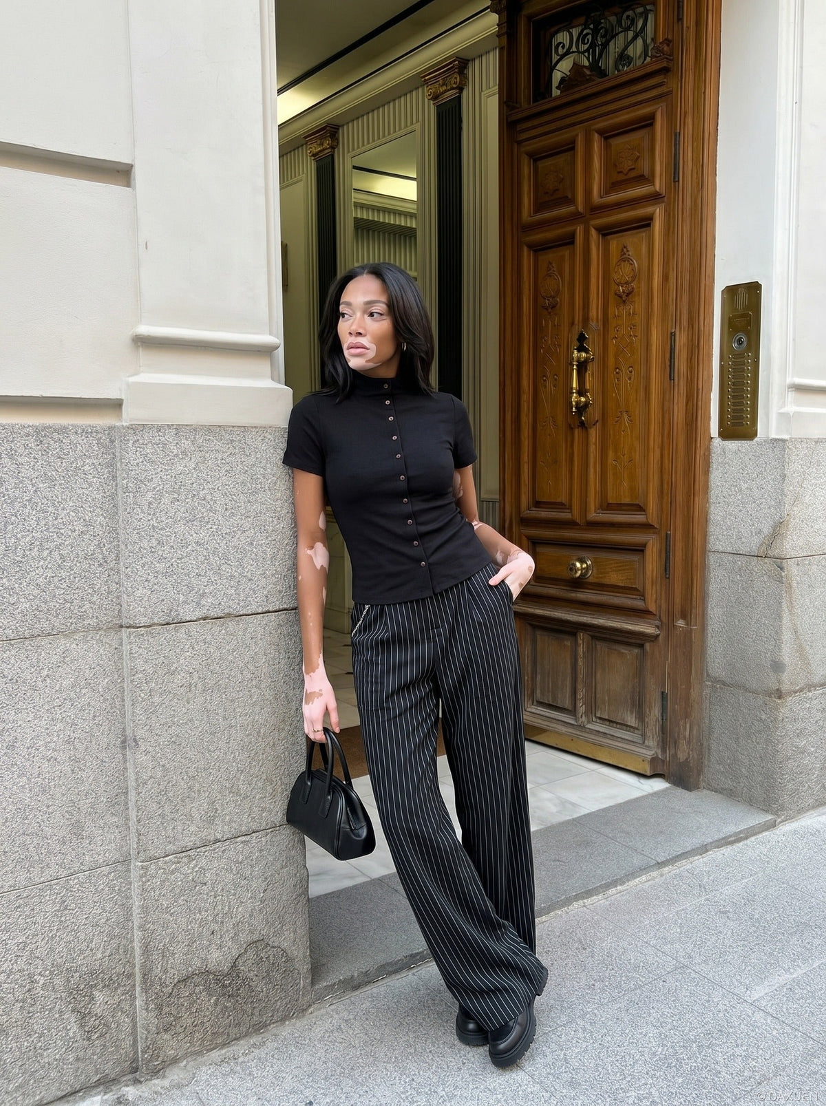 Sleek Mock Neck Buttoned Top