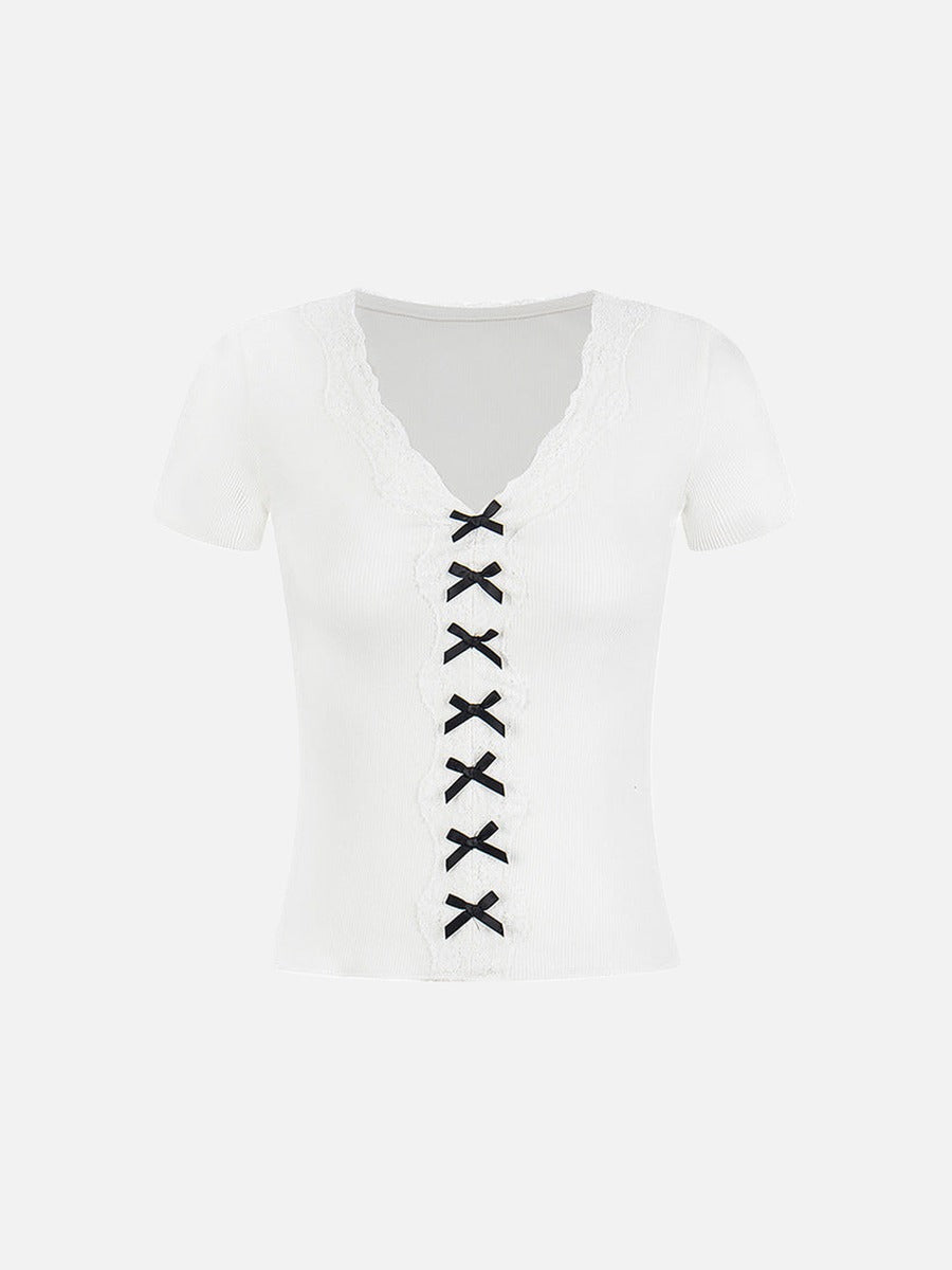 Lace-Detail V-Neck Top