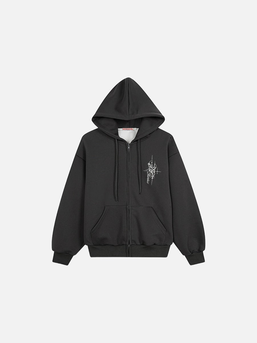 DAXUEN heather grey oversized sequined wing hoodie and sweatpants set