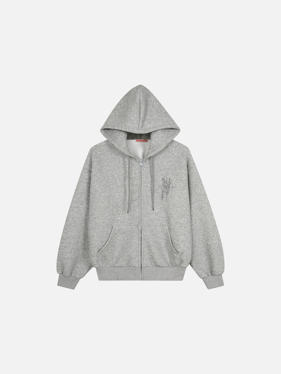 DAXUEN heather grey oversized sequined wing hoodie and sweatpants set