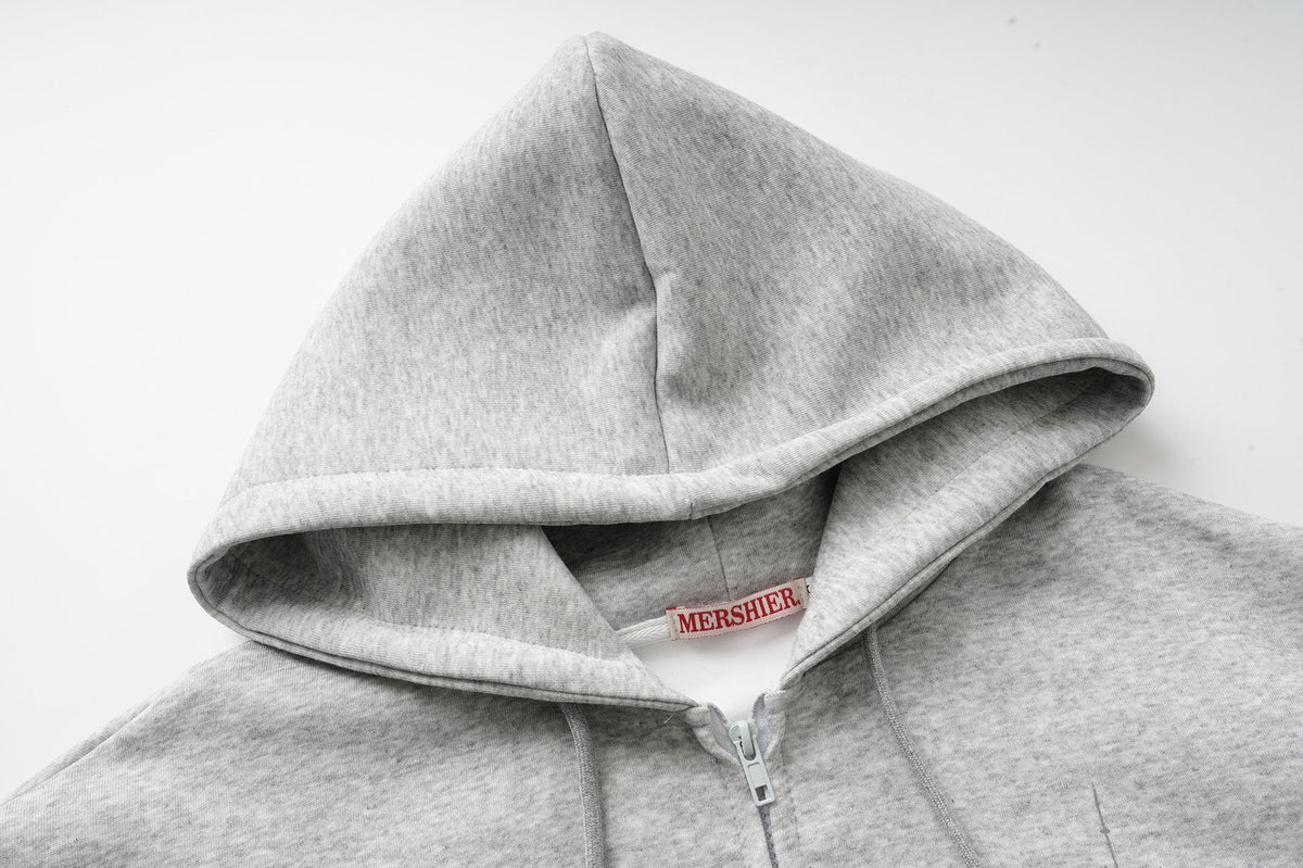 DAXUEN heather grey oversized sequined wing hoodie and sweatpants set