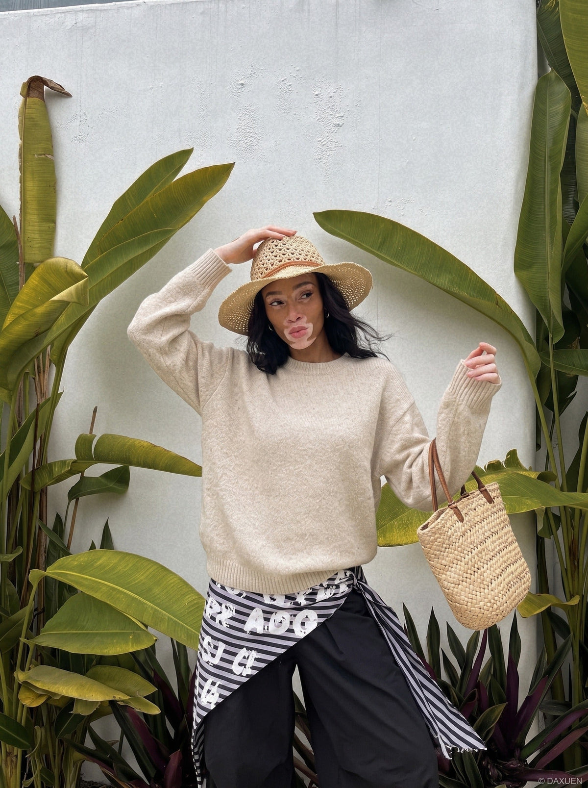 Speckled Light Beige Oversized Knit Sweater