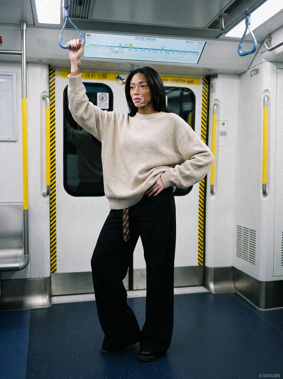 Speckled Light Beige Oversized Knit Sweater