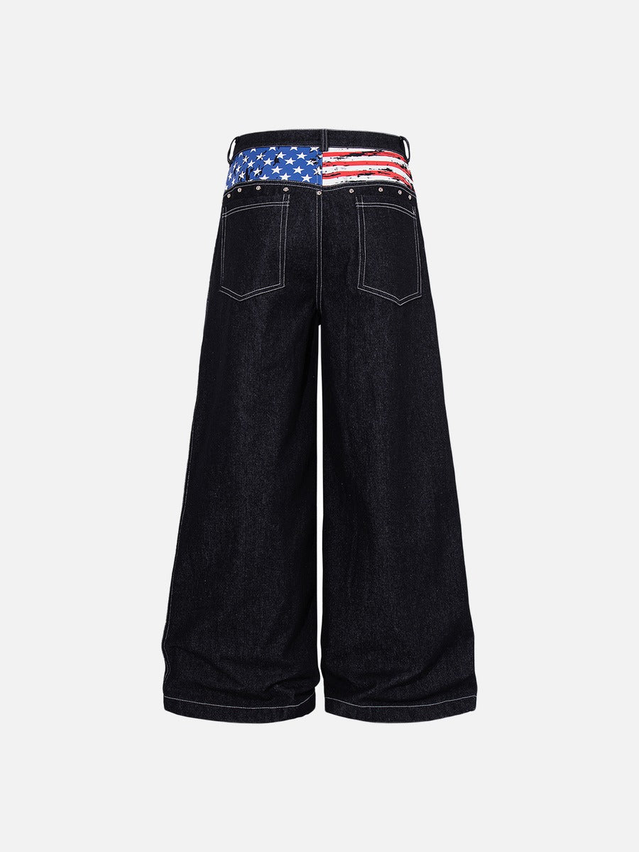 Weite Jeans mit Sternen- und Streifen-Grafik