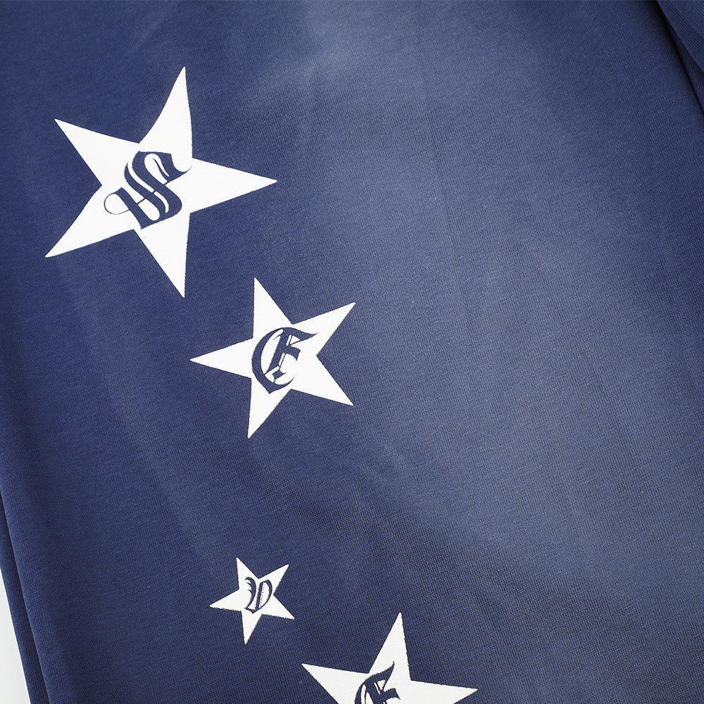 DAXUEN faded navy blue star-embellished wide-leg sweatpants