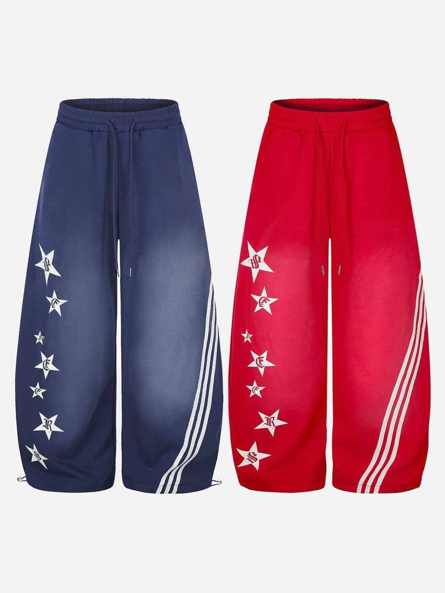 DAXUEN faded navy blue star-embellished wide-leg sweatpants