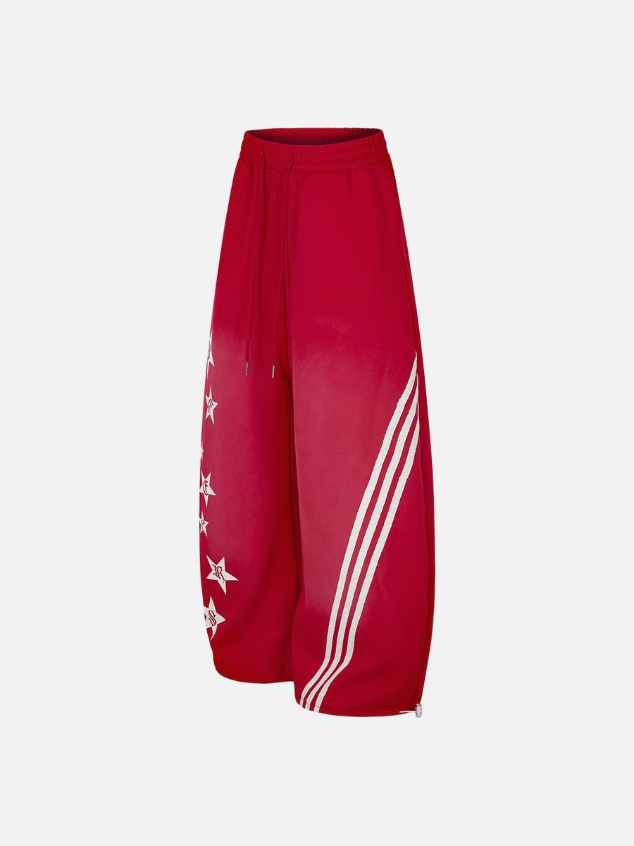 DAXUEN faded navy blue star-embellished wide-leg sweatpants