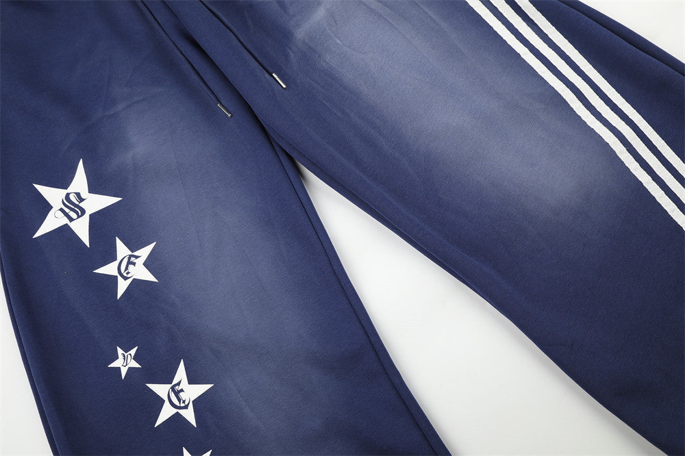 DAXUEN faded navy blue star-embellished wide-leg sweatpants