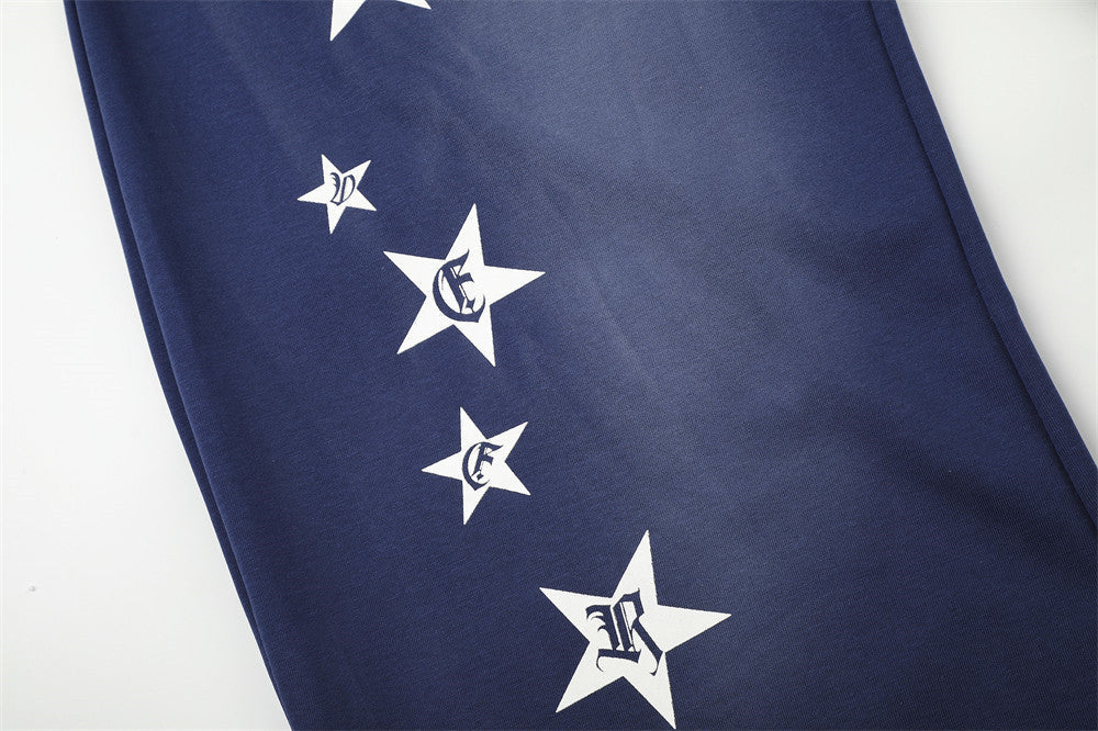 DAXUEN faded navy blue star-embellished wide-leg sweatpants