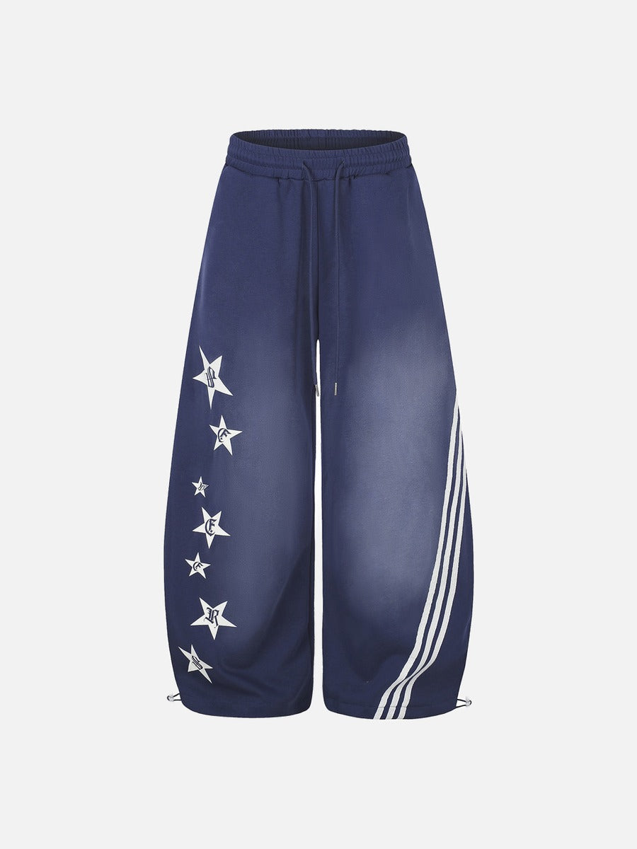 DAXUEN faded navy blue star-embellished wide-leg sweatpants