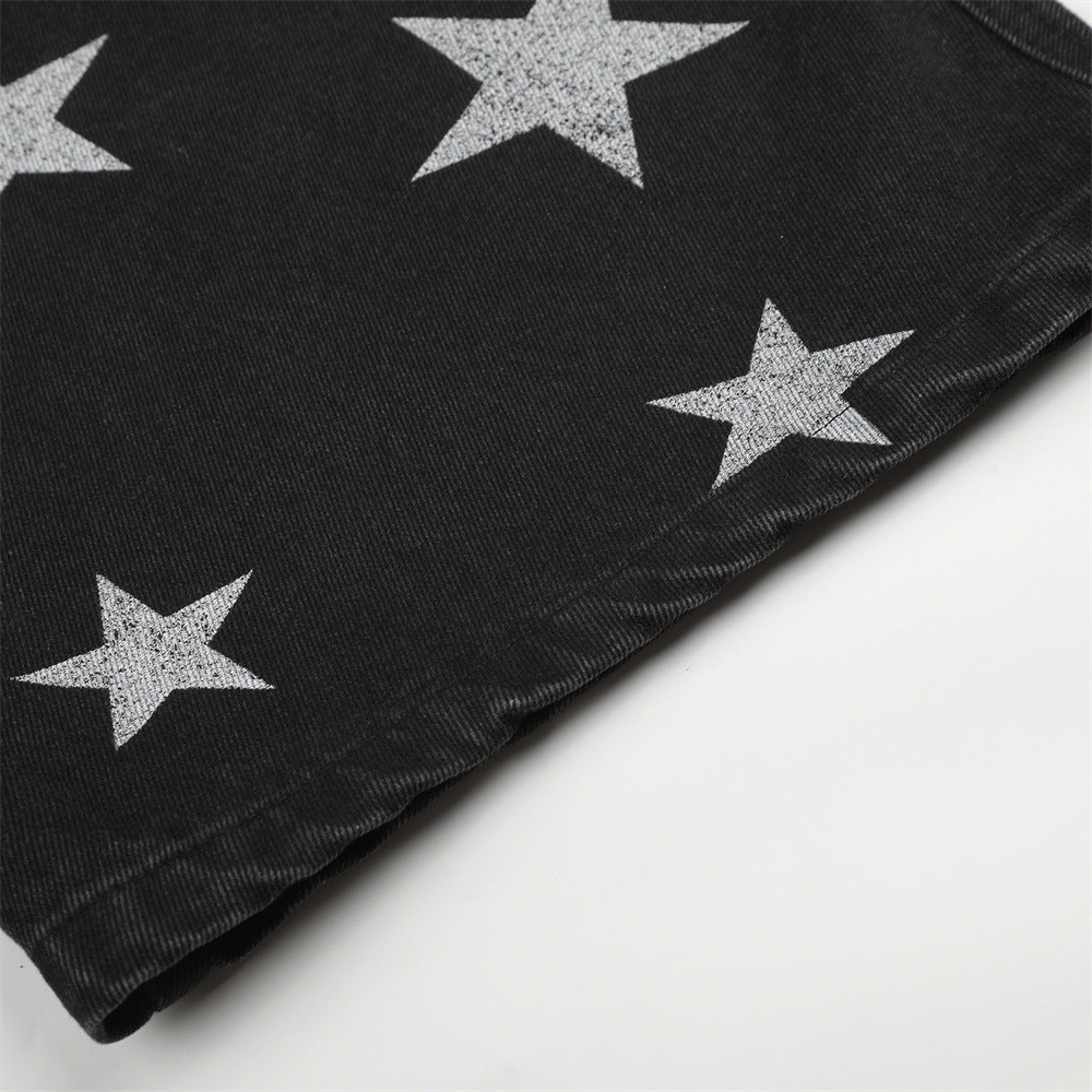 Star-Graphic Balloon Leg Denim Jeans