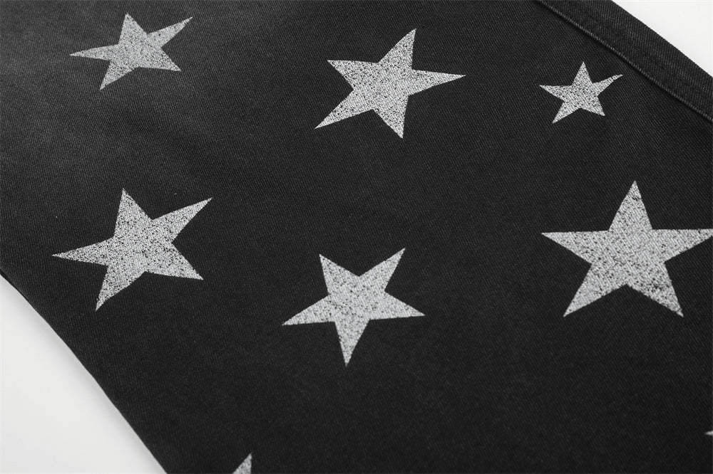Star-Graphic Balloon Leg Denim Jeans