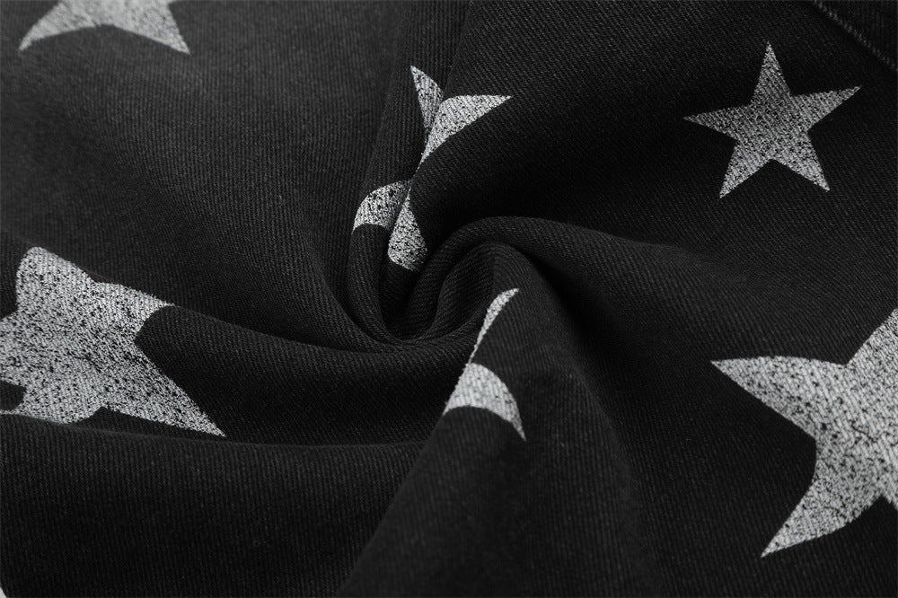 Star-Graphic Balloon Leg Denim Jeans