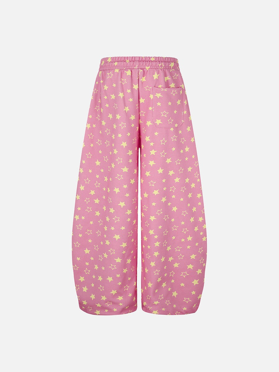 DAXUEN pink star wide-leg casual pants