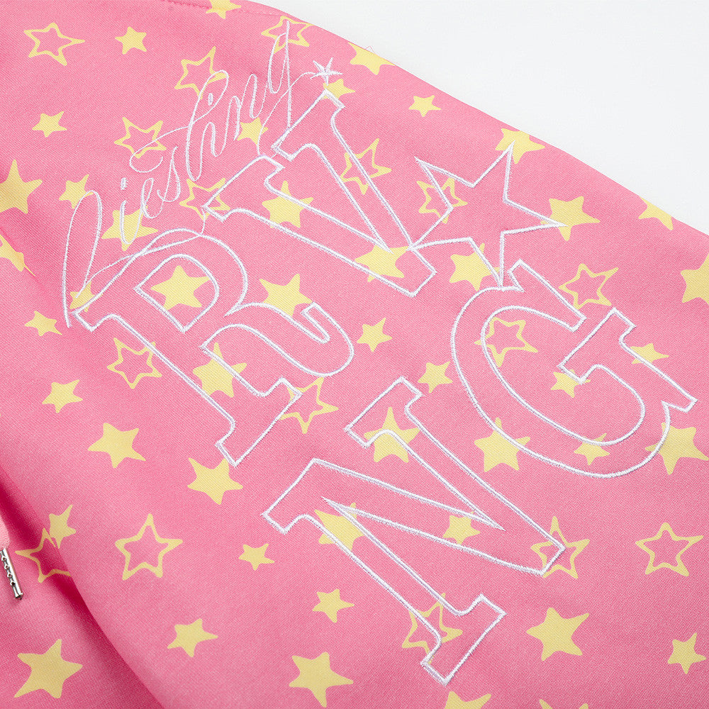 DAXUEN pink star wide-leg casual pants