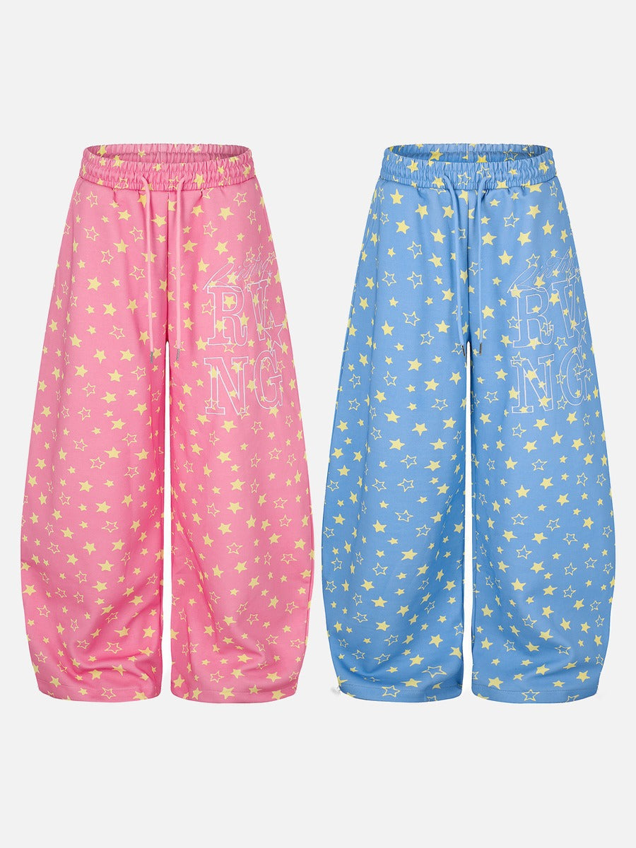 DAXUEN pink star wide-leg casual pants