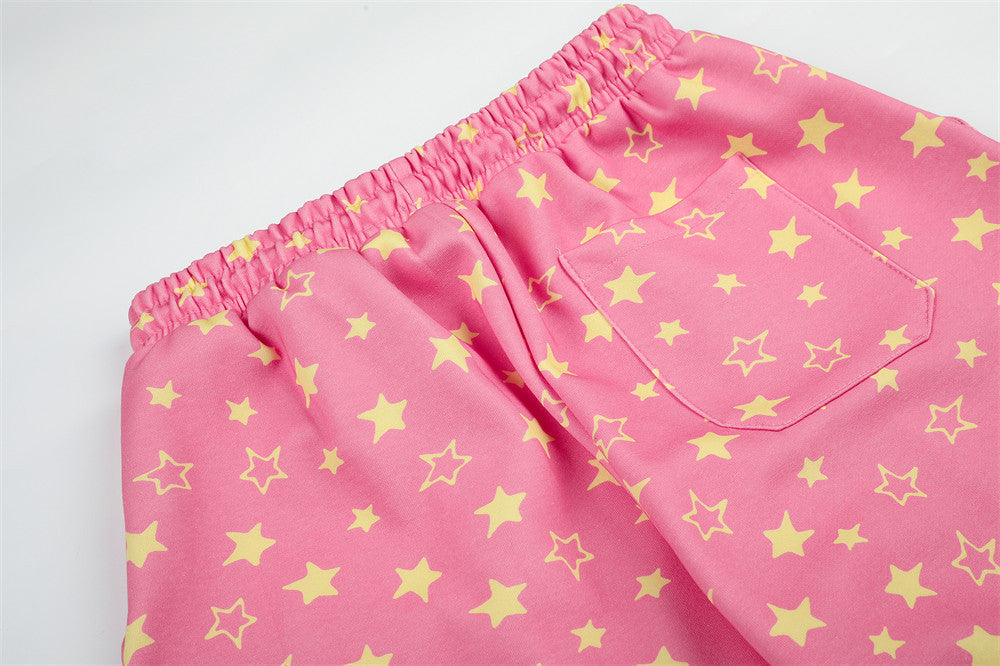 DAXUEN pink star wide-leg casual pants