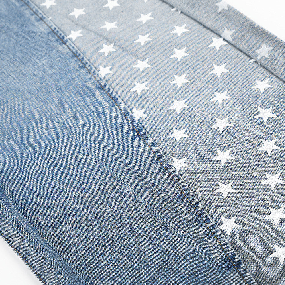 Star-Printed Wide-Leg Barrel Jeans