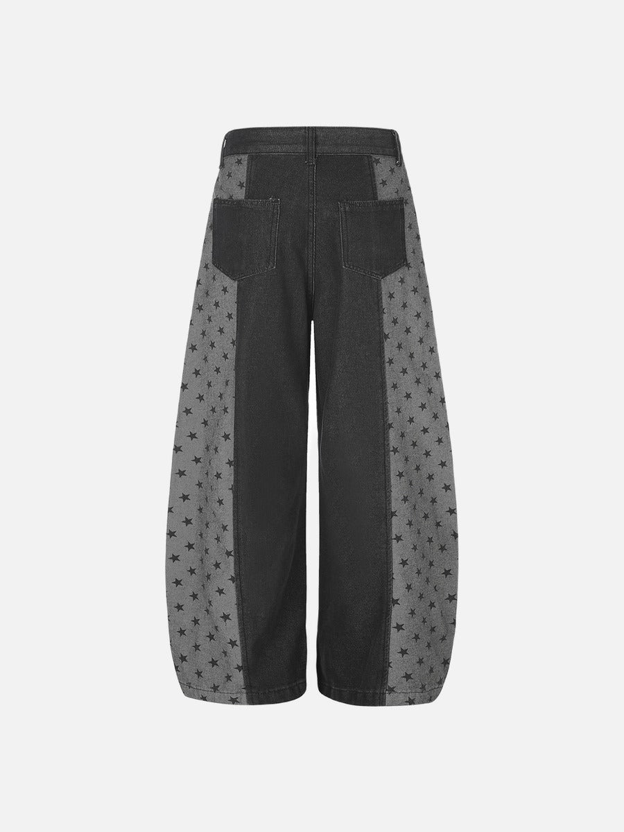 Star-Printed Wide-Leg Barrel Jeans