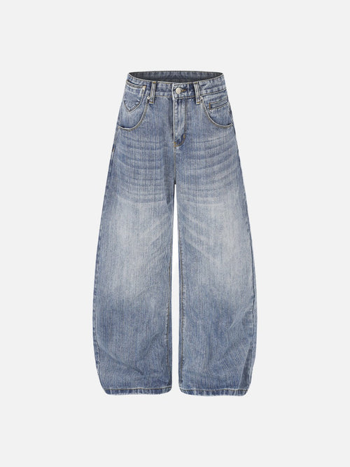 Studded Wide-Leg Light Blue Denim Jeans - Blue / S