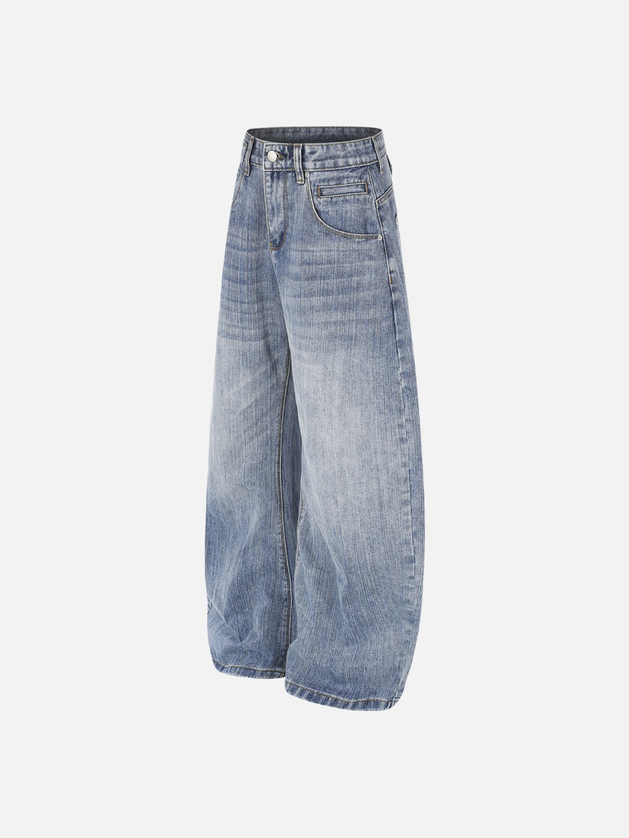 Studded Wide-Leg Light Blue Denim Jeans