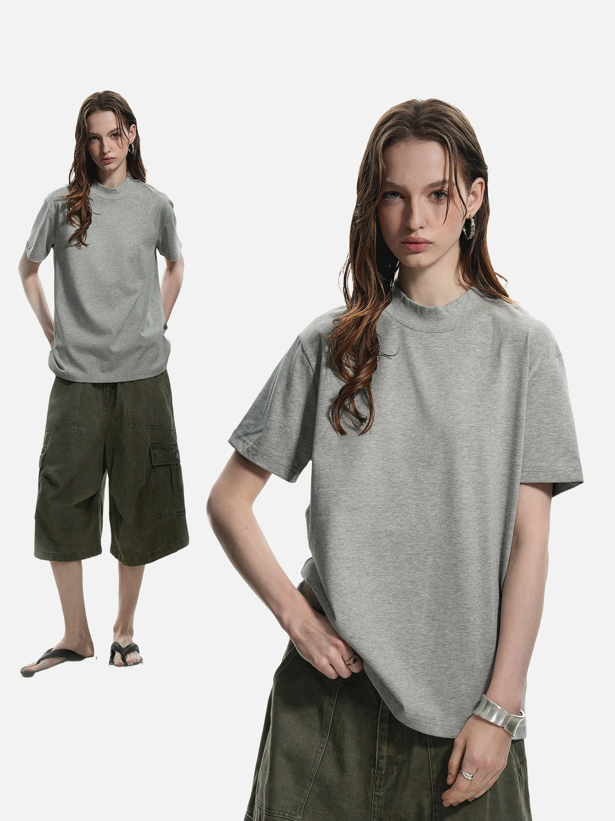 Subtle Marled Mock Neck T-Shirt
