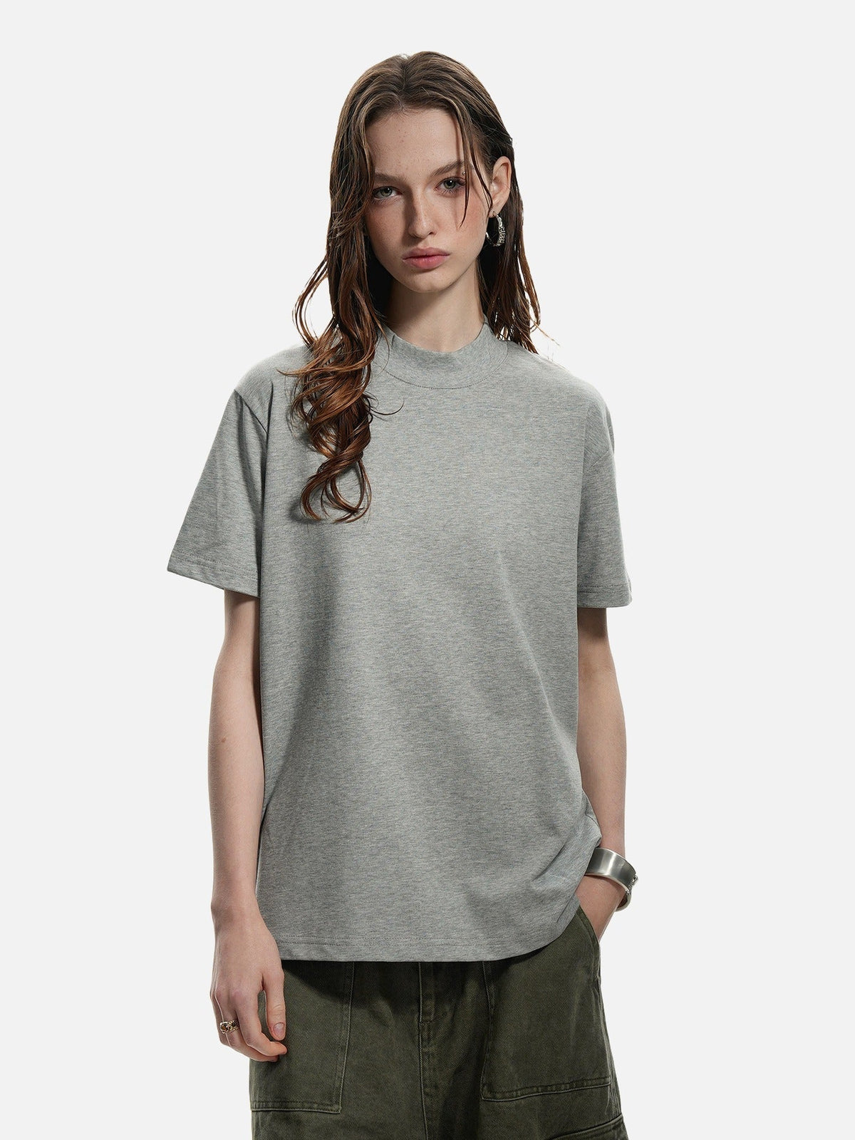 Subtle Marled Mock Neck T-Shirt