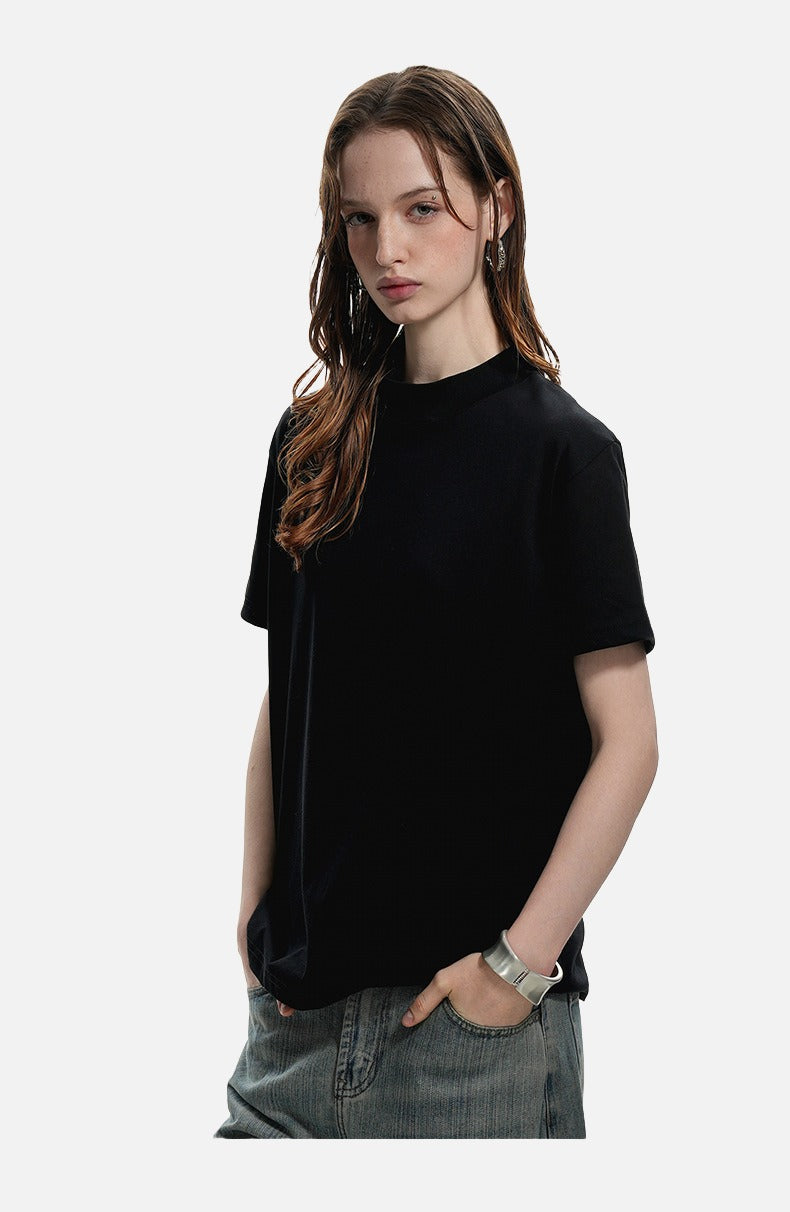Subtle Marled Mock Neck T-Shirt