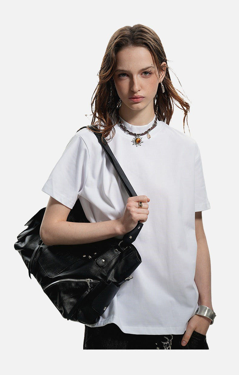 Subtle Marled Mock Neck T-Shirt