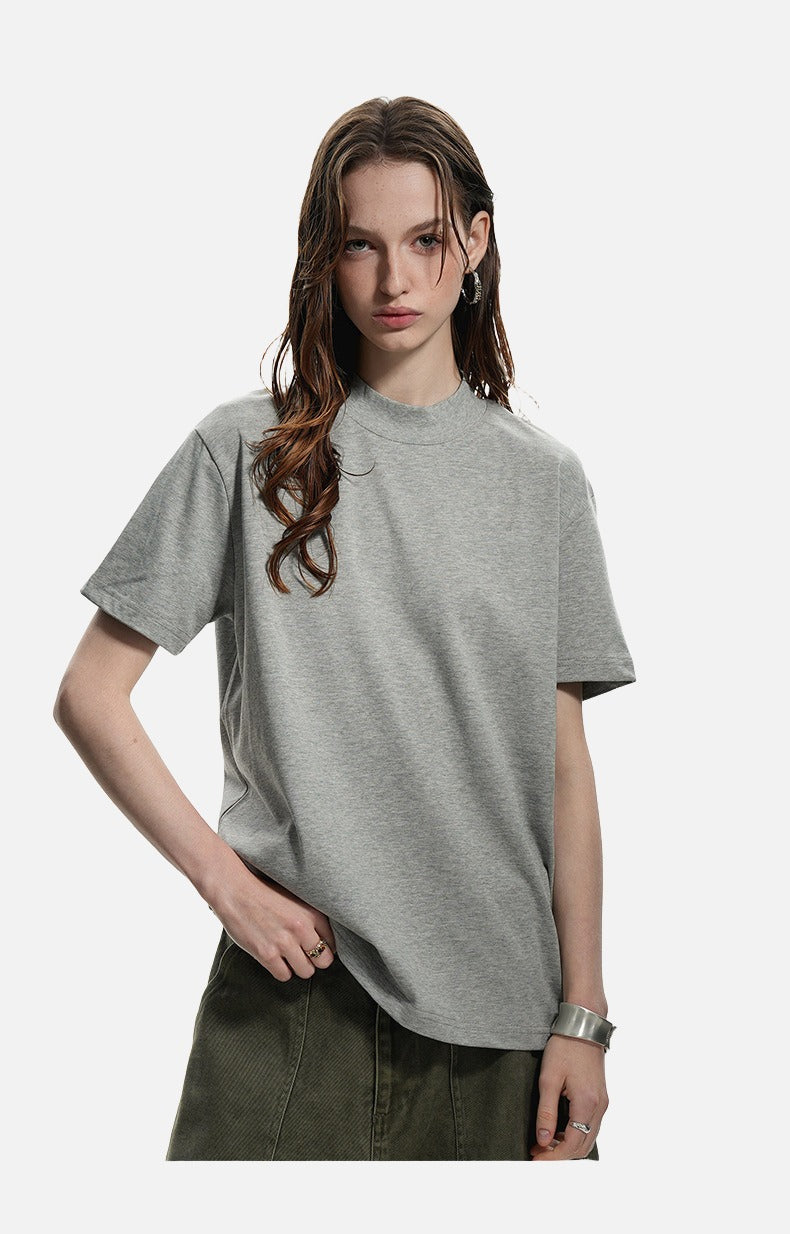Subtle Marled Mock Neck T-Shirt