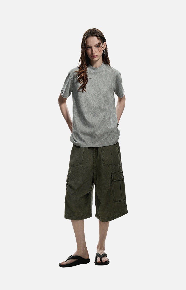 Subtle Marled Mock Neck T-Shirt