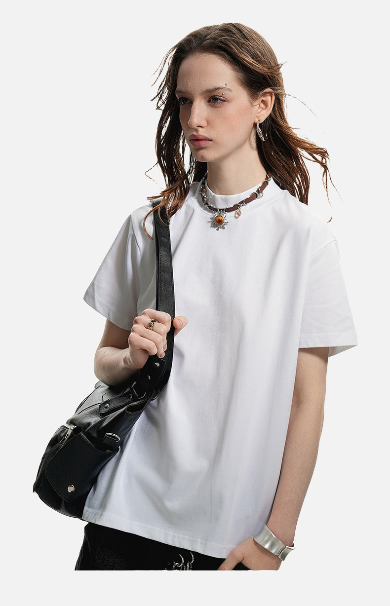 Subtle Marled Mock Neck T-Shirt