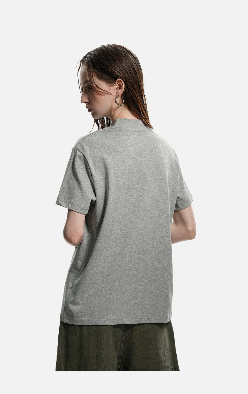 Subtle Marled Mock Neck T-Shirt