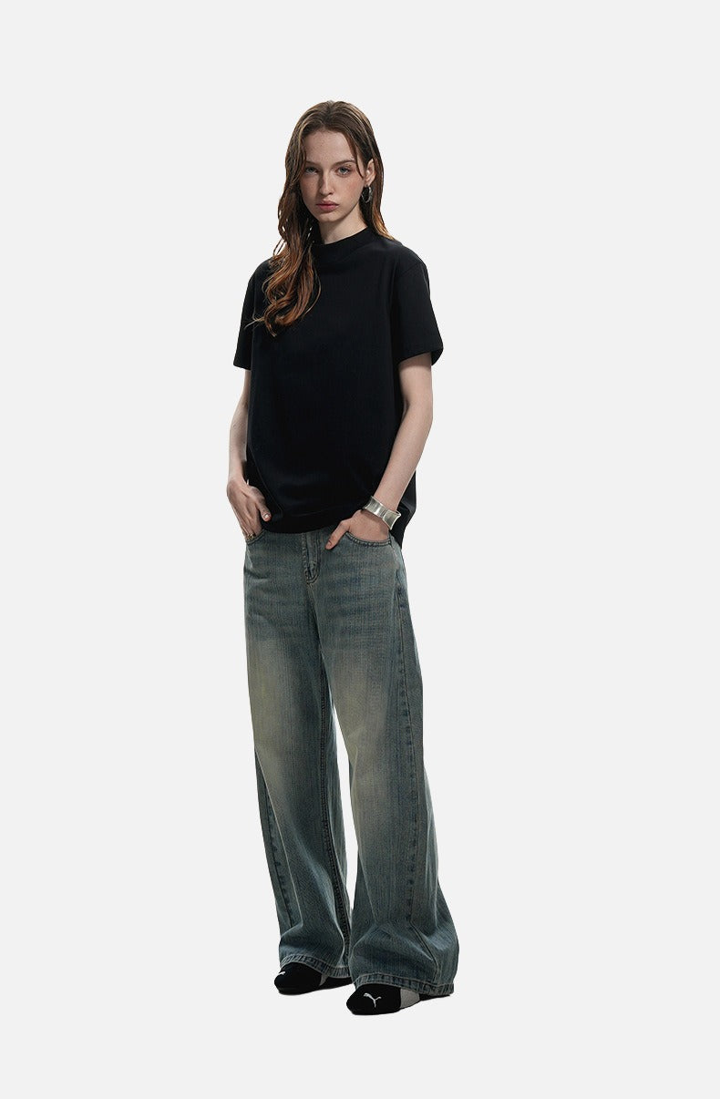 Subtle Marled Mock Neck T-Shirt