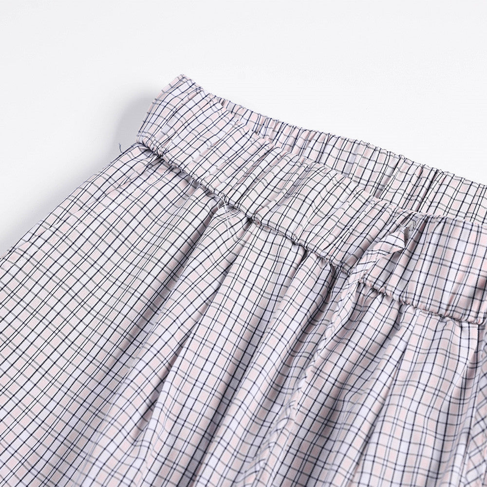 DAXUEN light plaid wide-leg trousers