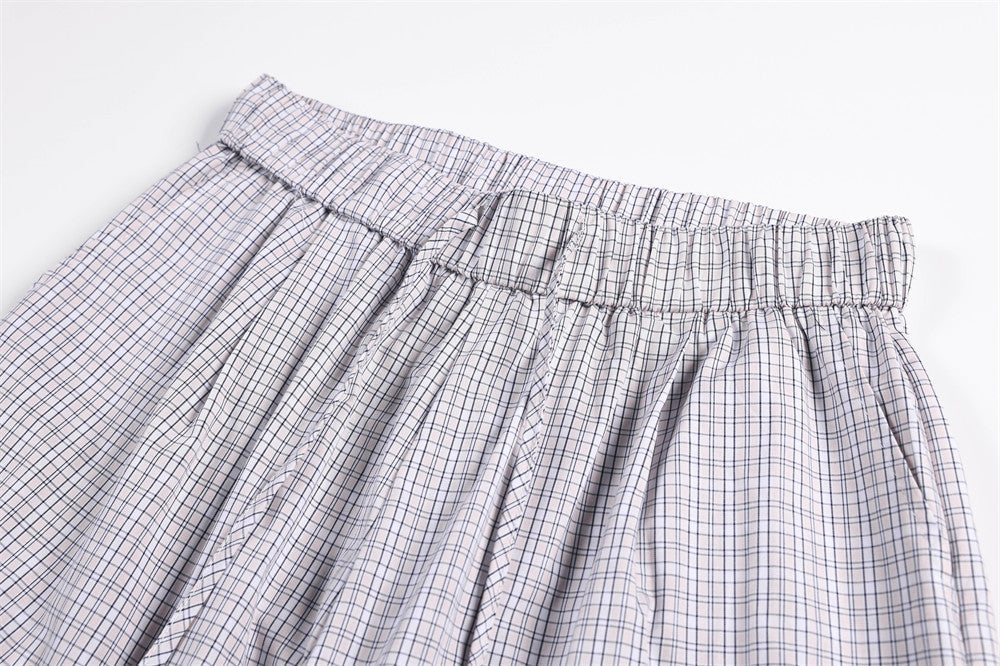DAXUEN light plaid wide-leg trousers