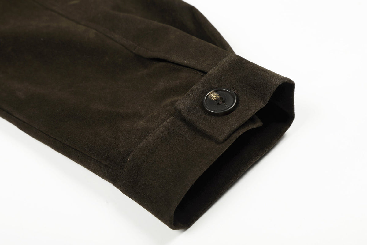 DAXUEN dark brown suede bomber jacket with metallic details