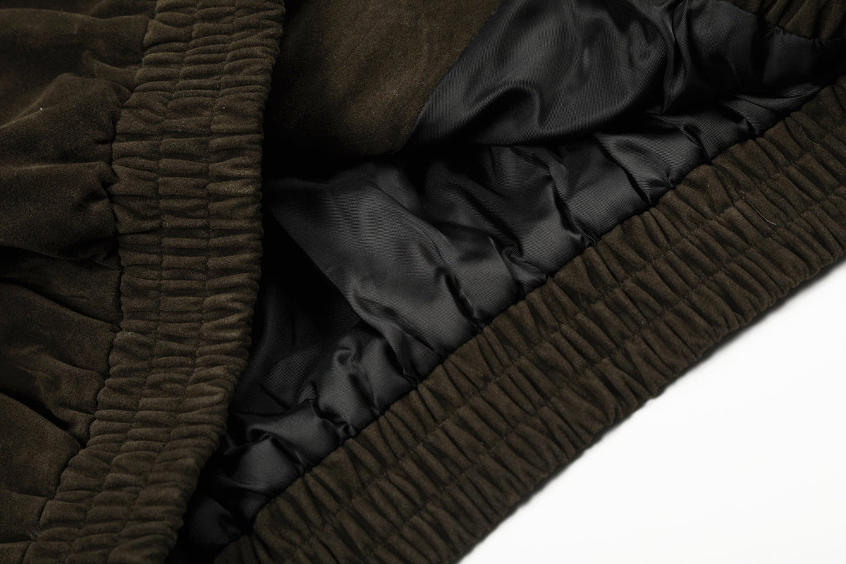 DAXUEN dark brown suede bomber jacket with metallic details