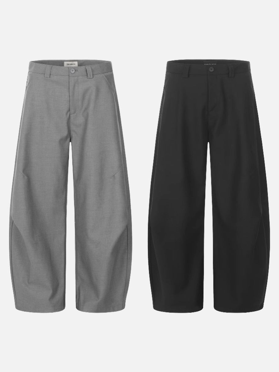 Tailored Waistband Solid-Black Trousers