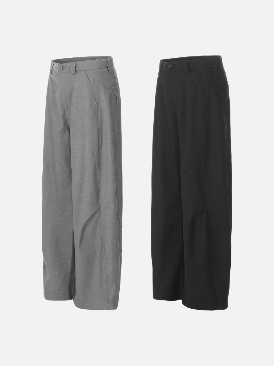 Tailored Waistband Solid-Black Trousers