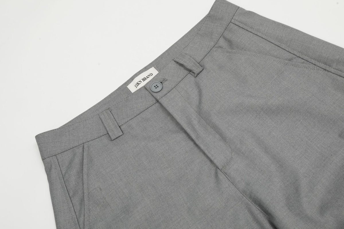 Tailored Waistband Solid-Black Trousers