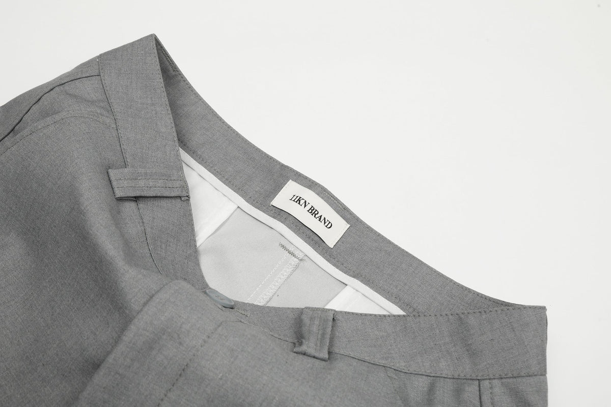 Tailored Waistband Solid-Black Trousers